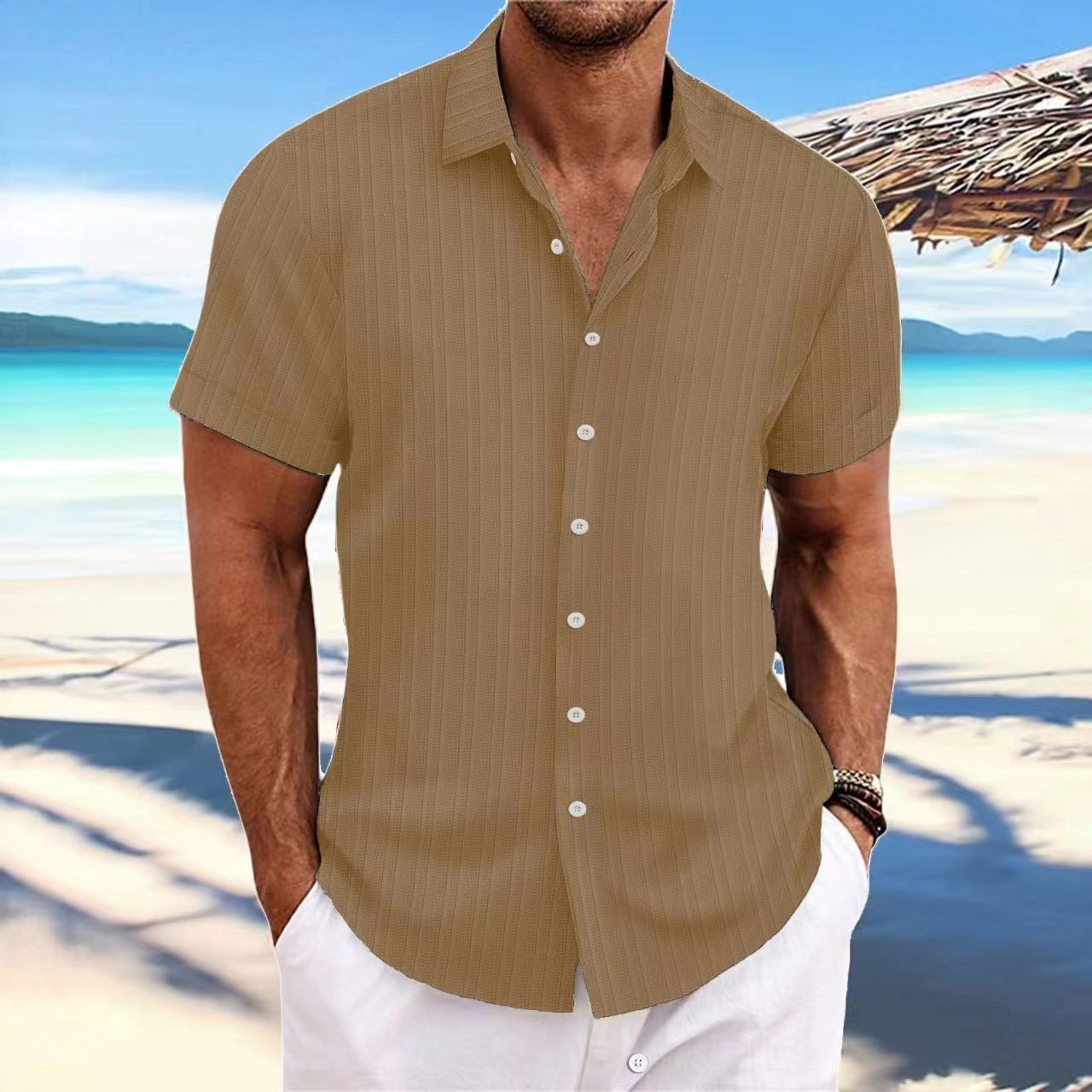 Men's Cotton and Linen Striped shirt