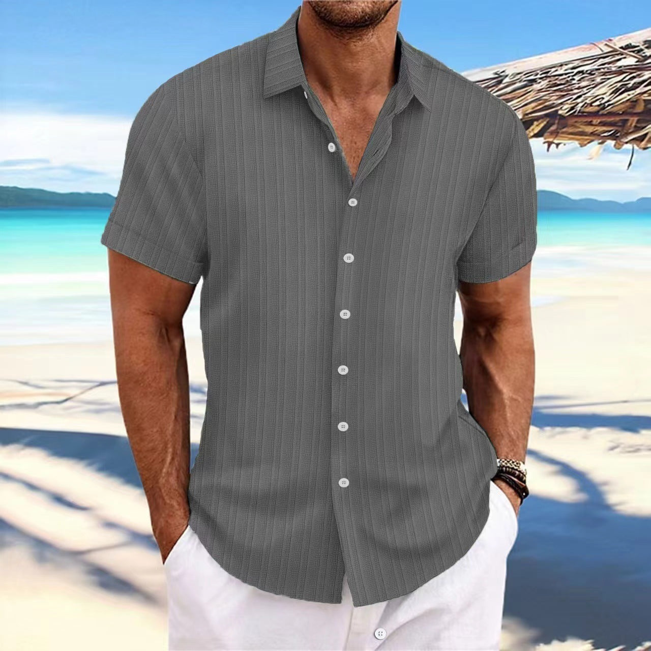 Men's Cotton and Linen Striped shirt