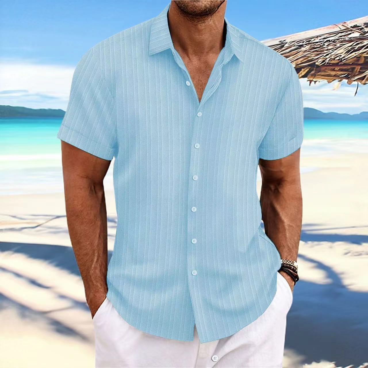 Men's Cotton and Linen Striped shirt