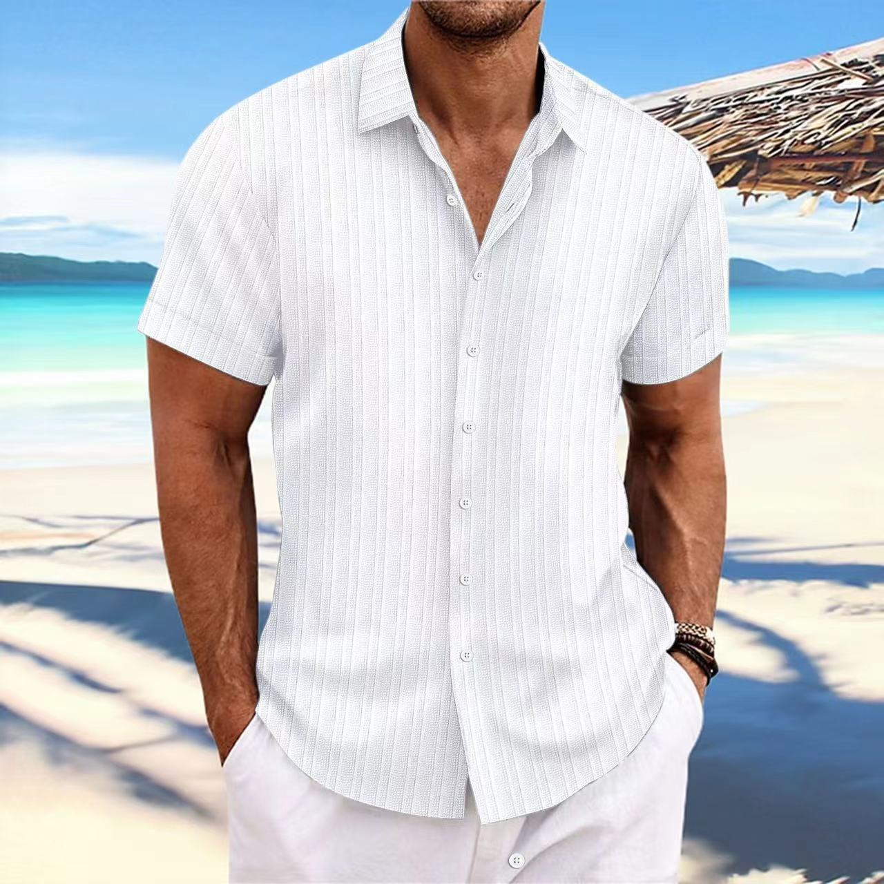 Men's Cotton and Linen Striped shirt