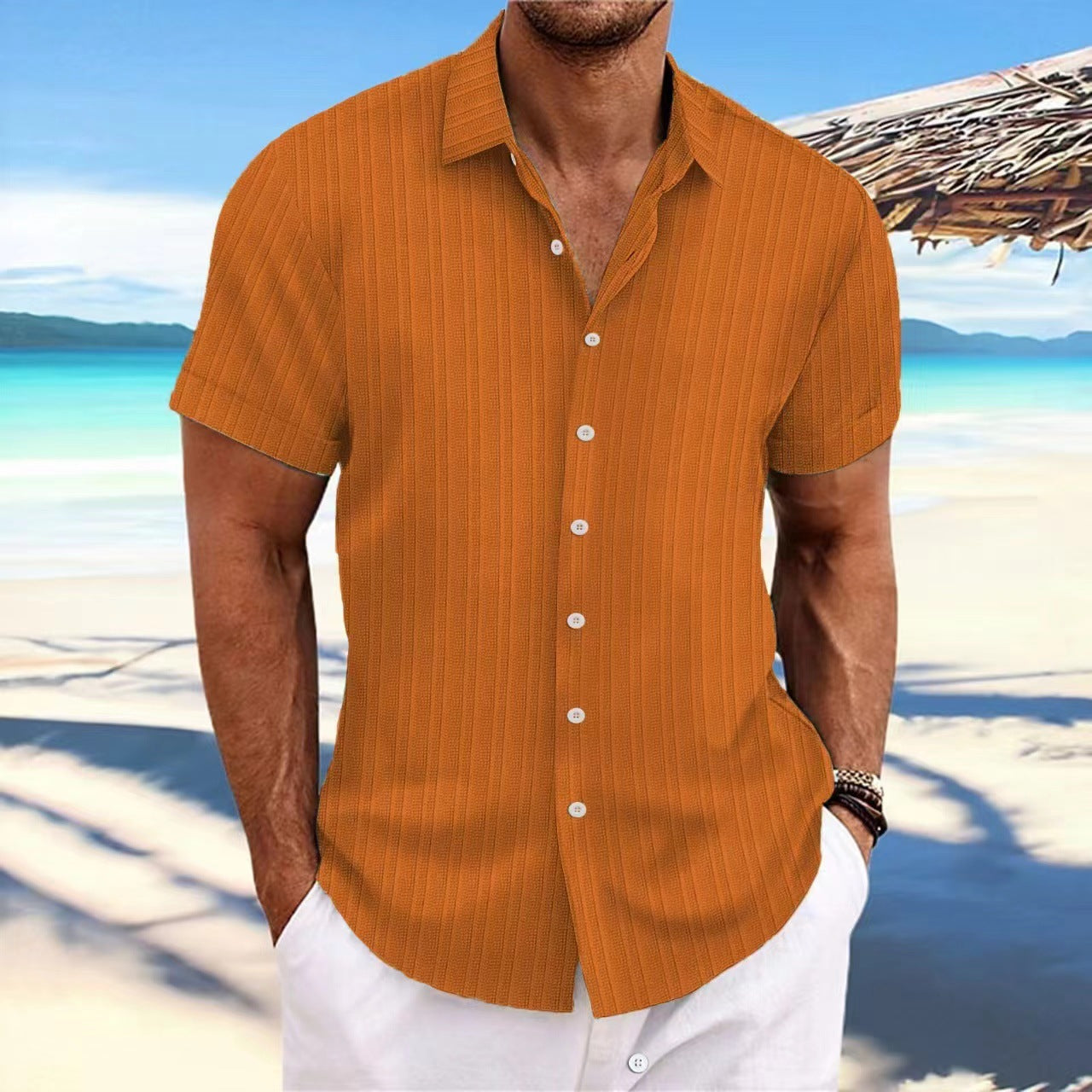 Men's Cotton and Linen Striped shirt