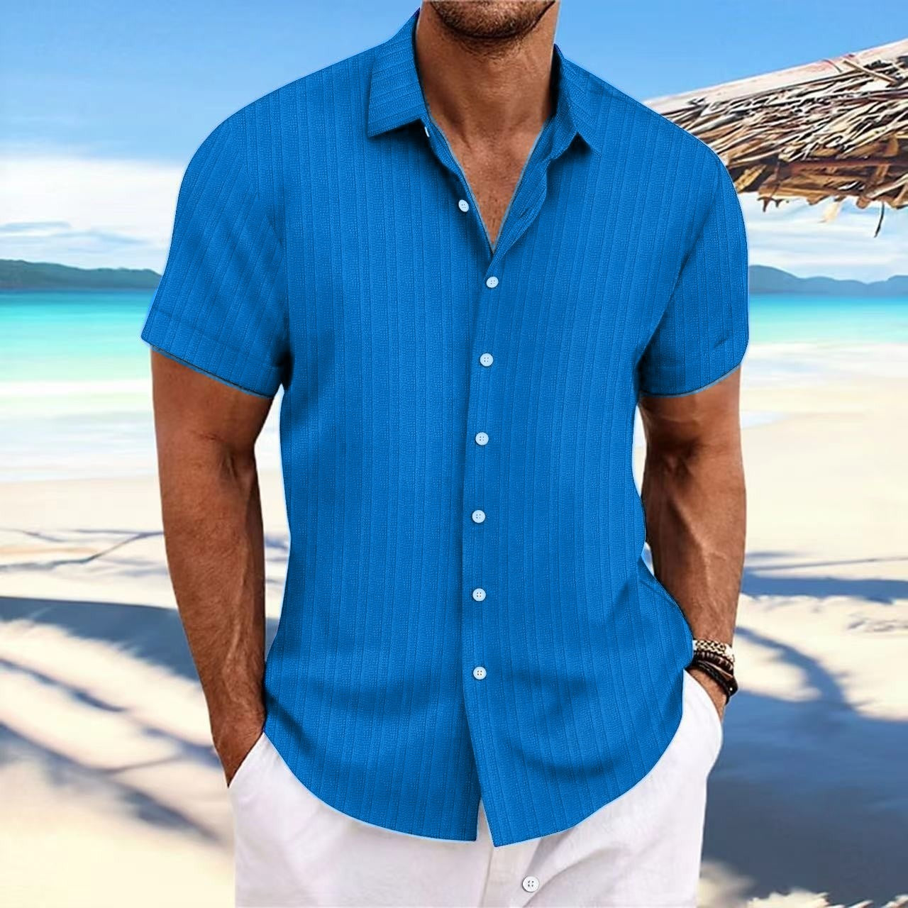 Men's Cotton and Linen Striped shirt